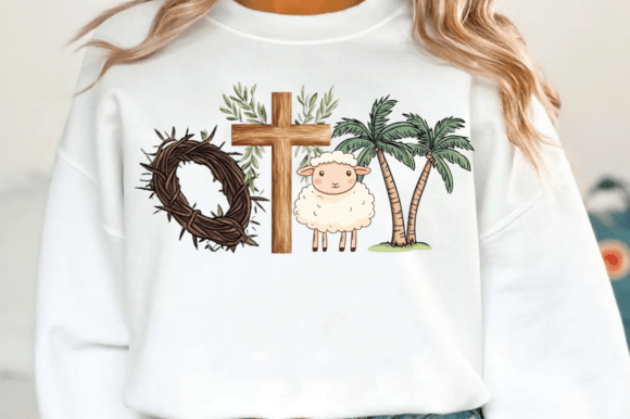 Easter Christian PNG, Cross Palm PNG for T-Shirt Designs