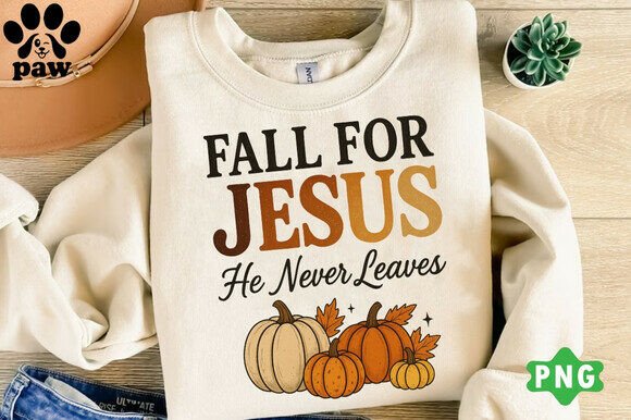 Fall for Jesus He Never Leaves Shirt, PNG T-Shirt Designs