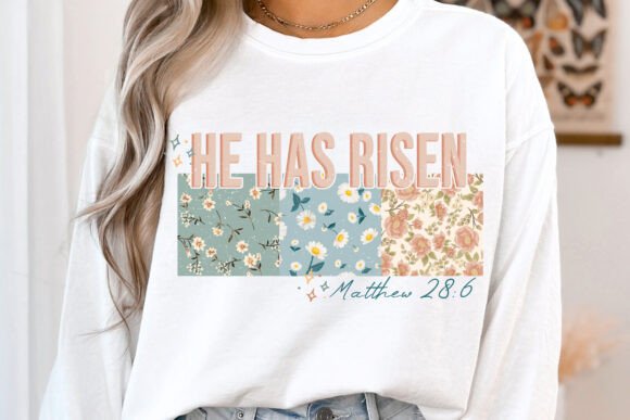 Floral Christian Easter Patchwork PNG for T-Shirt Designs