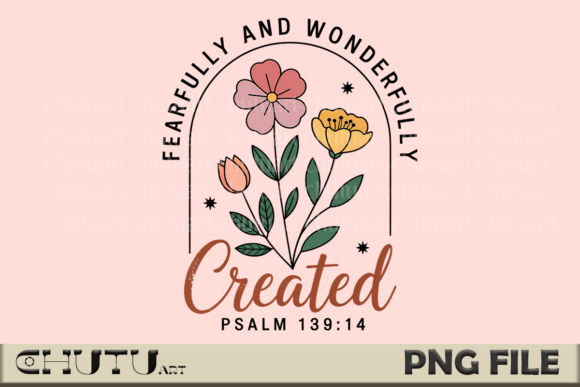 Minimal Christian Floral Psalm PNG for T-Shirt Designs
