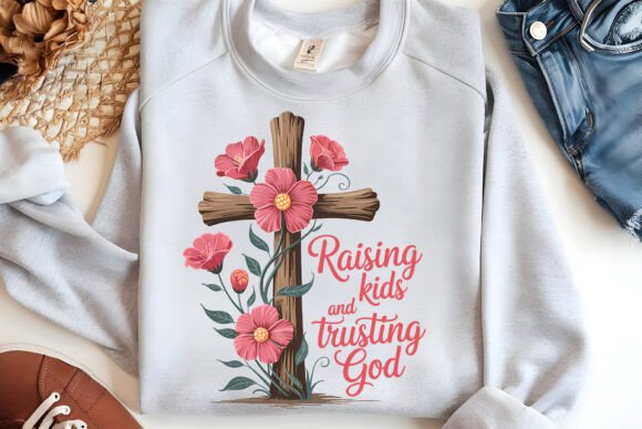 Raise Kids Trust God Christian Mama Mom T-Shirt Designs