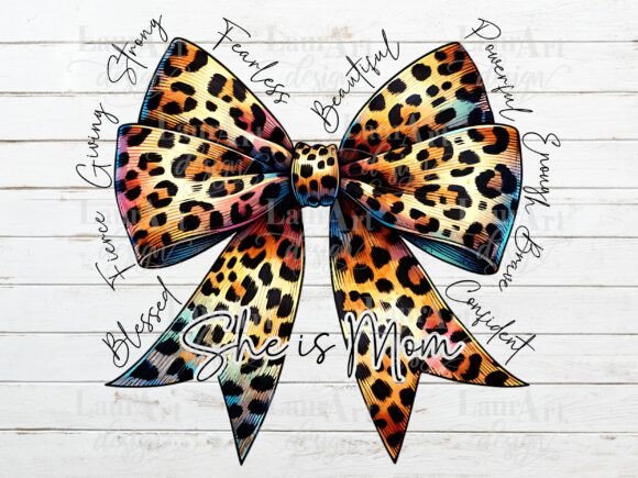 She is Mom Leopard Bow Christian Woman T-Shirt Designs