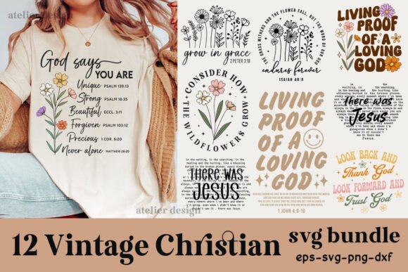 Vintage Christian Svg Bundle, Scripture T-Shirt Designs