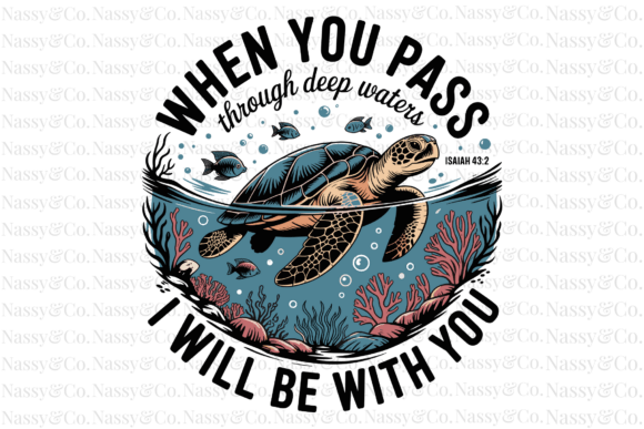 When You Go Through Waters Christian PNG T-Shirt Designs